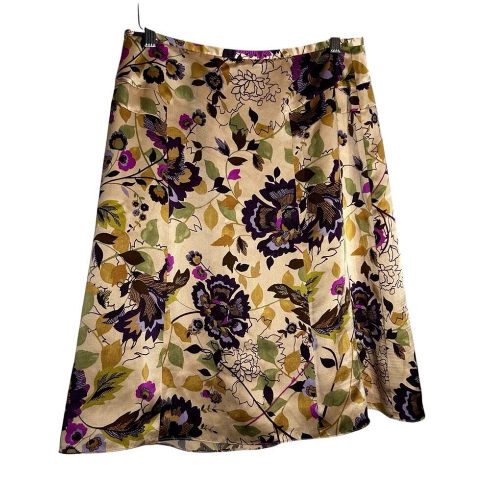 Vintage‎ 100% Silk Floral Print I.e. Petite Knee/Mid Length Skirt Size 8P